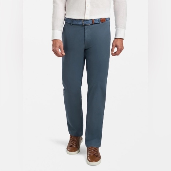 PETER MILLAR Mens SOFT TOUCH FLAT FRONT TROUSER Chino Pant Blue Sz 35 - Picture 1 of 11